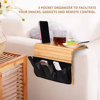Plateau pliable pour accoudoir de canapé 2026, table portable avec poches de rangement et support pour téléphone portable, porte-gobelet pour canapé