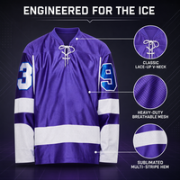 Maillot de hockey sur glace unisexe sublimé en polyester, séchage rapide, respirant, logo d'équipe personnalisable, position avant, uniforme de hockey sur glace