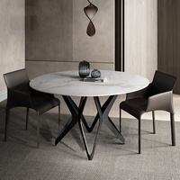Geometric Art Design Keramik platte Marmor Runde Platte Einfacher Stil Esstisch mit rotierendem Zentrum für Zuhause oder Hotel eingang