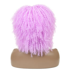 Perruques Afro courtes bouclées de 14 pouces pour femmes noires, <span class=keywords><strong>bombe</strong></span> Afro, perruque crépue bouclée avec frange, perruque complète en Fiber synthétique - Product Image 2