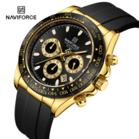 NAVIFORCE Brand New Sports Quartz Watches For Men Chronograph Waterproof Wristwatch Luxury Silicone Band Male Reloj Hombre 2024