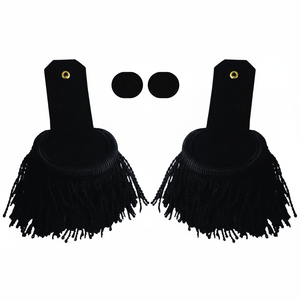Gran oferta, par de charreteras de lingotes negros, tablas de hombro de poliéster de algodón, vestido ceremonial con flecos y borlas, equipo de defensa Personal - Product Image 1