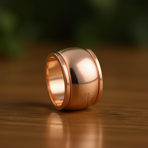 Modern Geometric Rose Gold Plated <b>Copper</b> Wedding <b>Band</b> Ring, Unisex Fashion Jewelry for Wedding Occasions - Product Image 2