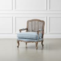 Fauteuil en Bois Ancien de Ferme Française Tendance pour Salon, Meuble d'Appoint avec Repose-pieds