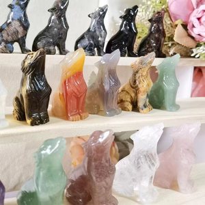 17 tipi 2 pollici Reiki Crystal Wolf/Carving pietra naturale pietra preziosa cristallo di quarzo animale <span class=keywords><strong>lupo</strong></span> statua per la decorazione domestica dell'auto - Product Image 3