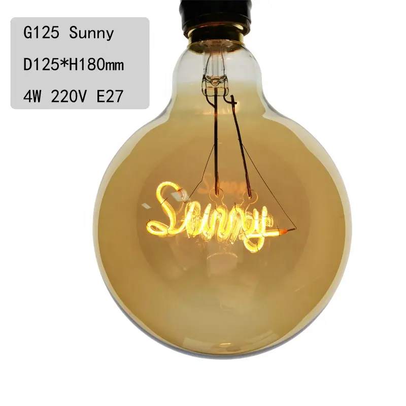 LED Edison Bulb Vintage Light Filament Bulb Kronleuchter Licht beschaffung Kunden spezifische Kunst Glühbirne Ballon mit englischen Buchstaben