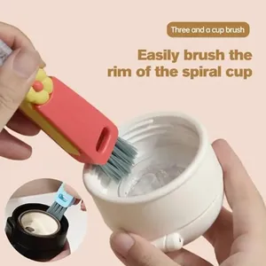 Zenidoo 3-in-1 Eco-Friendly Stainless Steel & Nylon Cup Lid & Crevice Cleaning <b>Brush</b> with Soft Bristles for <b>Bottles</b> Tight Spaces - Product Image 2