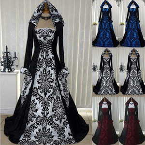 Costume de sorcière Wicca médiéval pour Halloween, robe de sorcière gothique vintage de luxe à capuche pour femme, déguisement d'effrayant vampire, robe de sorcier de la Renaissance - Product Image 6