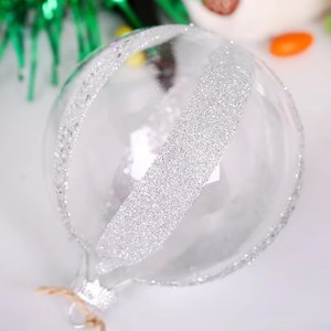 Custom Christmas Ornament Clear Glass Ball With Silver Stripe for Wedding Centerpieces Festival Holiday Party