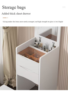 Produk baru 2025 Modern meja rias mewah dengan cermin LED menyala dapat dilipat Vanity Makeup Organizer Untuk Hotel fitur pintar - Product Image 5