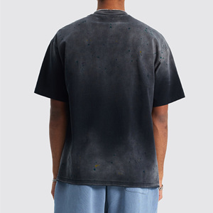 T-shirt vintage délavé pour homme, 100% coton, imprimé graphique surdimensionné, manches courtes, col rond, streetwear, 320g - Product Image 2