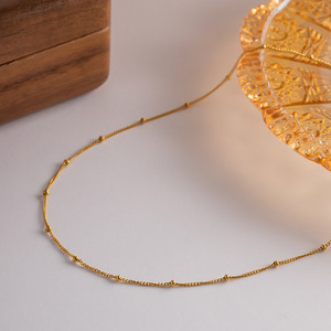 Delicate Gold Chain <b>Necklace</b> With Ball Design Stainless Steel Elegant Gift Jewelry For Women Fashion <b>Statement</b> Piece - Product Image 4