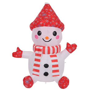 Bonhomme de neige gonflable de Noël mignon assis au sol avec LED intégrées, décoration de fête de Noël extérieure, accessoires de jardin - Product Image 4