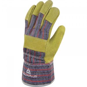 DELTA PLUS - DC10310-M de cuir de vache/tissu docker jaune-bleu gant (multi-pack) - EAN MW128836 GLOVES - Product Image 1