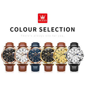   Reloj de Cuarzo 3632 OEM con Logotipo Personalizado, Resistente al Agua, Fase Lunar, Cronógrafo, Clásico, Luminoso, Correa de Cuero Genuino para Hombre - Product Image 6