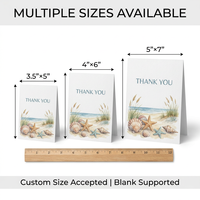 Cartes de remerciement Coquillages de Plage avec Enveloppe Kraft, Personnalisées en Or, OEM ODM, Faible MOQ, Vente en Gros, Cartes de Vœux