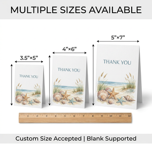 Tarjetas de agradecimiento con diseño de conchas marinas costeras, con sobre de papel kraft, letras doradas personalizadas, OEM, ODM, MOQ bajo, venta al por mayor, tarjetas de felicitación - Product Image 5