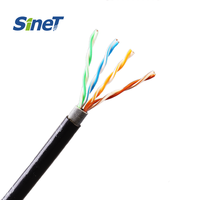 Harga SINET pabrik 23awg 24awg kucing 5E kucing 6 kabel UTP luar ruangan tahan air Anti-UV jaket ganda 305M kabel SFTP FTP