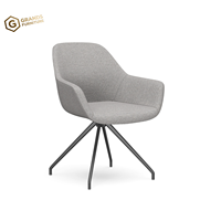 Grande chaise de bureau pivotante en mousse moulée et tissu, design moderne, avec structure en bois et pieds en métal, empilable pour salles de réception et de conférence