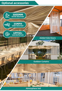 خيمة حفلات شديدة التحمل مقاس 10x30 قدم، مظلة مقاومة للماء لحفلات الزفاف والمناسبات مع جدران جانبية وأبواب، gazebo للتجمعات الخارجية، أبيض - Product Image 3