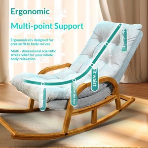 Nordic Home Furniture Factory Direct Wood Balcony Reclining Fabric Recliner Leisure Hotel Living Room Rocking Lounge Chair - Product Image 3