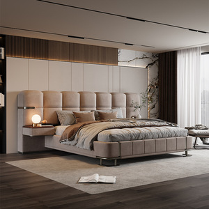 Cama de Cuero Genuino de Lujo Moderna de Alta Gama con Cabecera y Respaldo, Tamaño Doble, Queen y King, <span class=keywords><strong>Precio</strong></span> al por Mayor - Product Image 2