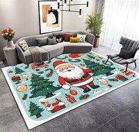 Tapis de Noël unisexe imprimé sur mesure, tapis de salon antidérapant marron à motif géométrique d'arbre de Noël, lavable en machine
