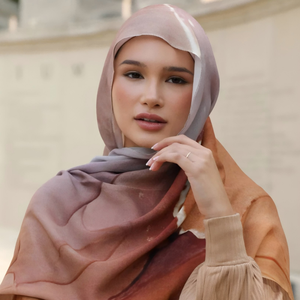 حجاب النساء المسلمات بالألوان المائية المطبوعة تنفس خفيف ناعم مشروط مخصص بربطة عنق صبغ فيلا طباعة فسكوز - Product Image 4