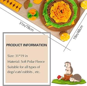 Pet Snuffle <b>Mat</b> for Dogs Hedgehog Puzzle Toy <b>Large</b> Sniffing <b>Mat</b> with Squeaky Mushrooms Portable Indoor/Outdoor Digging <b>Mat</b> - Product Image 5