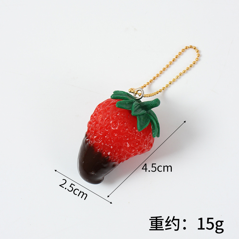 Fragola Foglia Scura - (Catena con Perline Dorate)