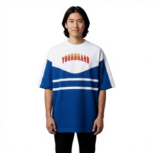 Camiseta de Cuello Redondo para Hombre, Manga Corta, Corte Regular, con Ribete en Contraste, Estilo Casual, Azul y Blanco, 100% Algodón, Secado Rápido, Logotipo Personalizado - Product Image 1