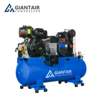 Compresseur d'air industriel portable diesel à piston de 13 CV, 5 kW, 1,7 kW, 180 L, 300 L, entraîné par courroie, avec générateur de soudage