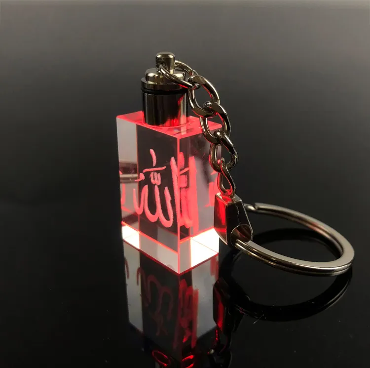Светодиодный свет лазерной гравировкой Исламская Аллах с украшением в виде кристаллов брелок MH-YS0507
