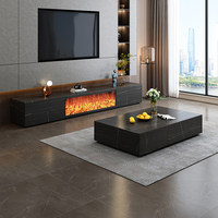 Chimenea Moderna de Lujo con Panel de Roca, Mueble para TV Integrado, Simulación de Llama, Fuego Falso, Núcleo de Chimenea Electrónica, Luz de Fuego
