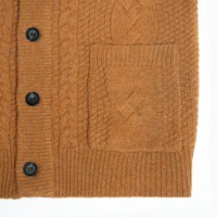 AiNear Großhandel Custom Logo Design Oem & Odm Langarm Rundhals ausschnitt Taschen knopf Gelb Herren Baumwolle Strickjacke