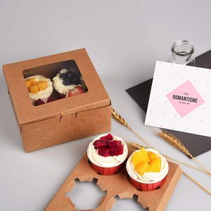 Caja de galletas para pasteles, pasteles, dónuts, para fiesta de cumpleaños, ceremonia de boda, paquete de <span class=keywords><strong>4</strong></span> cajas para hornear magdalenas, venta al por mayor - Product Image 5