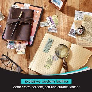 Carnets en cuir véritable format A5 (6x8,1 pouces) style vintage personnalisables pour femmes, hommes, artistes et voyageurs - Product Image 6