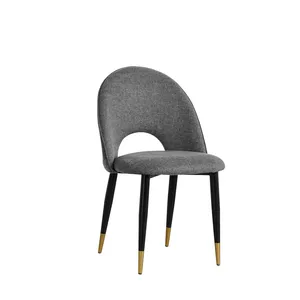 Chaise de salle à manger en tissu, siège décoratif confortable, avec jambes noires et dorées, Style nordique