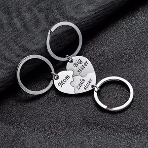 3 PC/Set Big Sister Little Sister Mom Key Chain Ring For Sis Women Girl Mothers Day Gift Zinc Alloy Keychain Family Keyring
