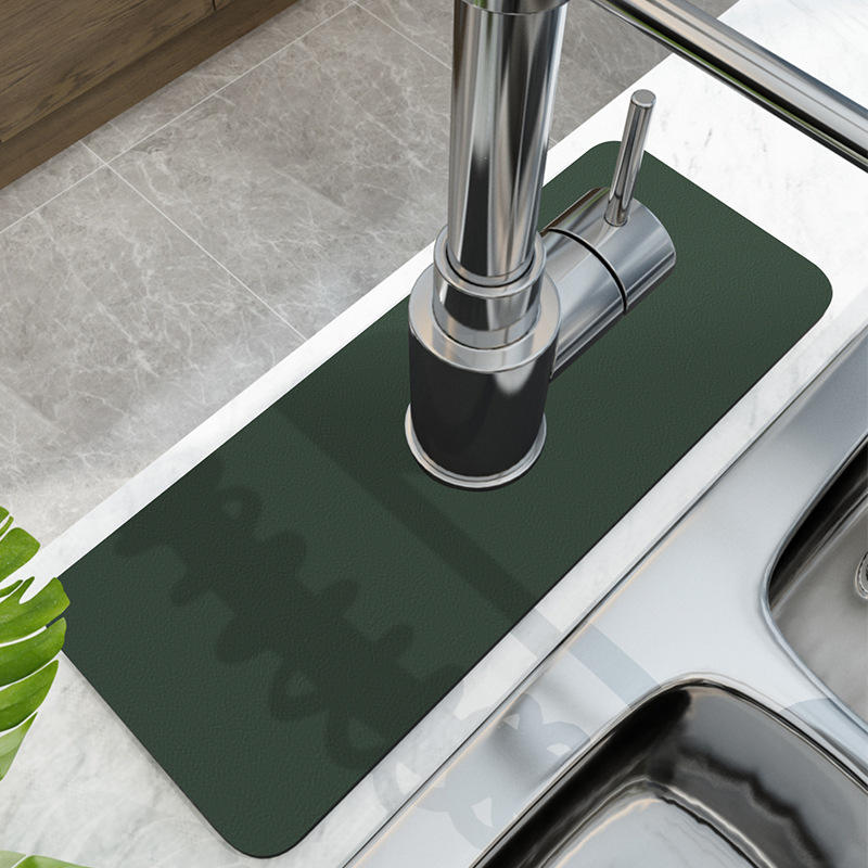 Tapis de robinet vert paon uni