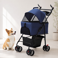 Poussette pour animaux de compagnie grande taille 2-en-1 avec panier détachable, spacieuse 32x53cm, vue haute, maille respirante, pliable, vente en gros OEM