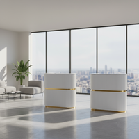 Nouveau comptoir de réception en bois moderne personnalisé, best-seller, pour immeuble de bureaux, petit comptoir de réception circulaire