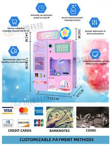 Machine intelligente entièrement automatique pour la fabrication de bonbons, avec paiement par jeton, carte bancaire, carte de crédit, code QR, carte de débit, rose, équipement commercial à vendre - Product Image 6