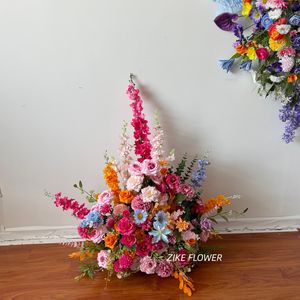 Décoration de scène pour révélation de sexe de bébé, fleurs <span class=keywords><strong>orange</strong></span> et rose, centre de table floral pour mariage, arrangement de fleurs artificielles - Product Image 2