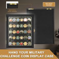 Boîte de présentation pour médailles militaires avec éclairage LED, taille personnalisée, cadre en bois avec verre acrylique HD, étagères amovibles à 2 fentes