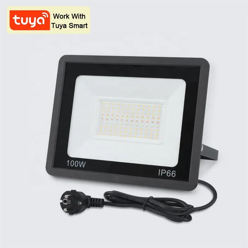 Tuya Outdoor smart lighting IP66 30W 50W 100W RGB LED flood light with Amazon Alexa Google home voice control for outdoor places