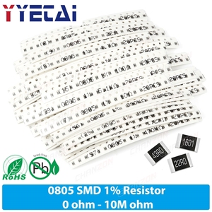 Kit de résistances CMS de haute précision <span class=keywords><strong>0805</strong></span> 1% 0 ohm 1 330 470 1K 4.7K 5.6K 33K 43K 47K 51K 56K 62K 68K 75K 82K 100K 1M Ohm – Ensemble assorti - Product Image 1