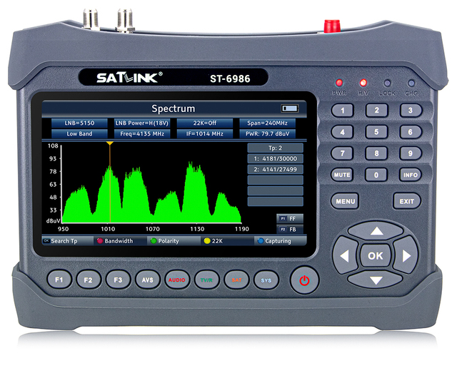 Satlink ST-6986 Combo Meter DVB-S/S2X/T/T2/C 7 Inch LCD Screen H.265 10 Bit Spectrum Analyzer WiFi Ethernet Port CCTV in AHD