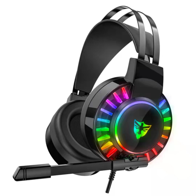 Gaming Headset for PC/PS4/5 Xbox 7.1 Surround Sound Over-Ear Wired Design Active Noise Cancelling Rainbow Backlit Mic Heavy Bass