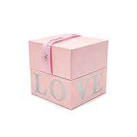 Boîte en carton personnalisée rose LOVE imprimée, boîte en carton carrée de luxe pour emballage de cadeaux de mariage ou de la Saint-Valentin